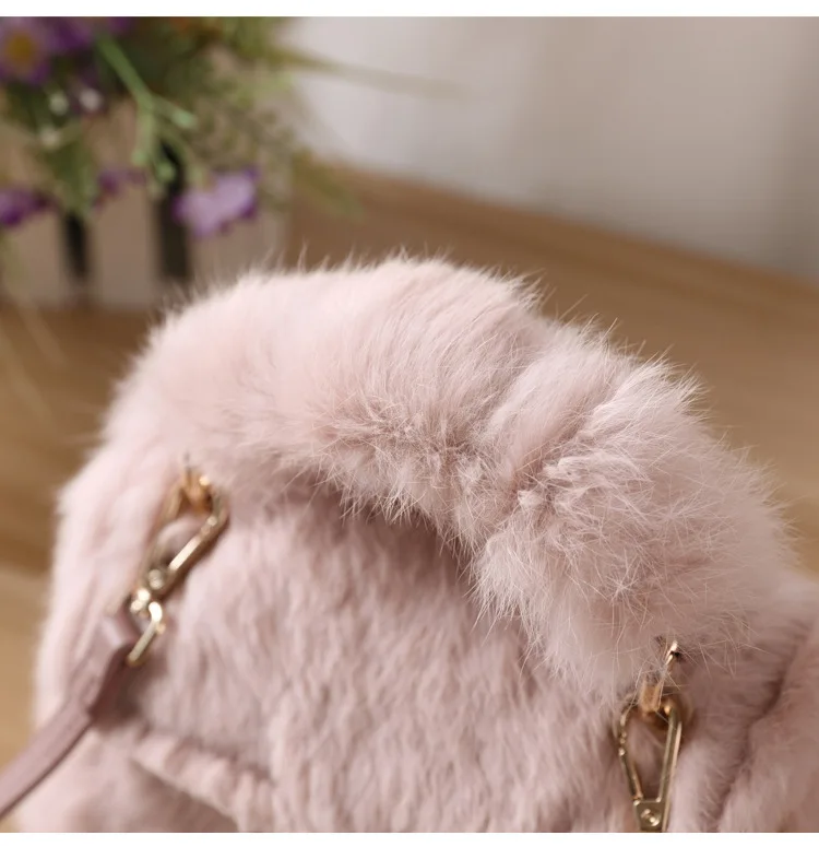 Blascher Real Rabbit Hair Women Bag 2018 Winter New Wave Simple Solid color Wild Portable Pink Hair Messenger Bag For Girls SQ95 (6)