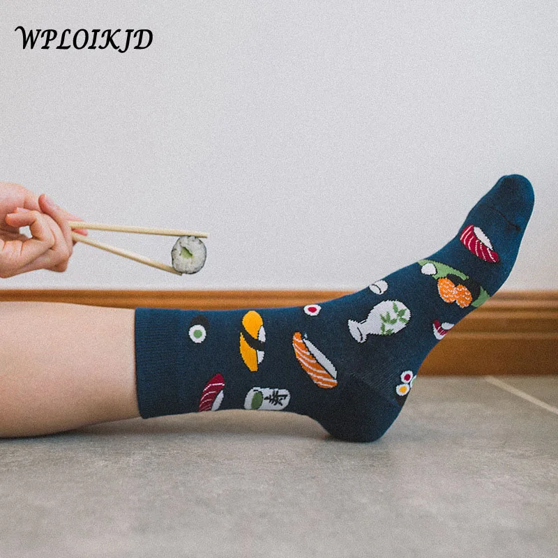 

[WPLOIKJD]Funny Creative Harajuku Sushi Cartoon Design Socks Japanese Crew Socks Women Novelty Life Mujer Calcetines Sokken