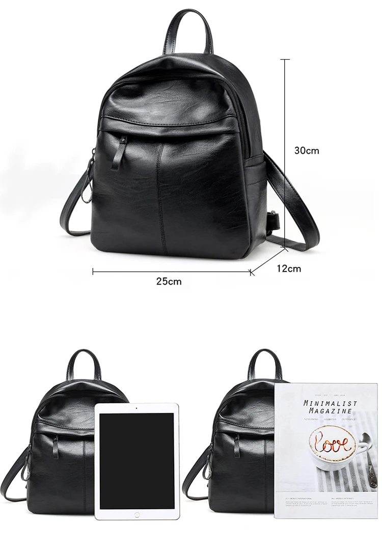 Backpack Women Leather Bag High Quality Zipper solid color Fashion Casual schoolbag for Girls Mini women backpack schoolbag