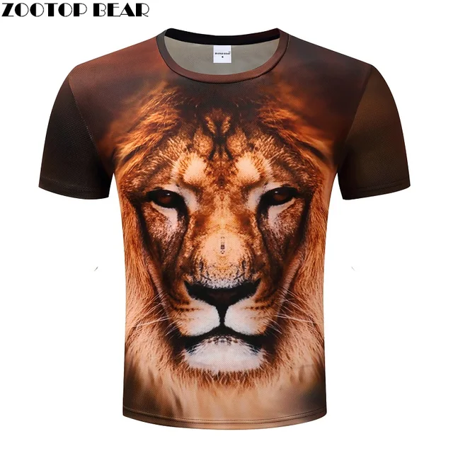 Lion Printed 3D T shirts Men T shirts Short Sleeve Tshirts Animal
