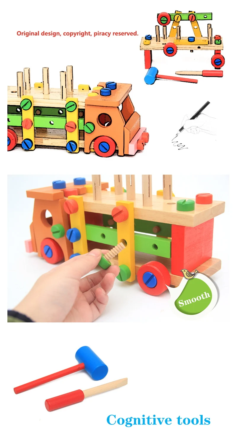 Деревянный разборочный винт автомобиль детские игрушки Монтессори гайка многофункциональный набор инструментов для ремонта руки-на сборке ребенок моделирование игрушка подарок