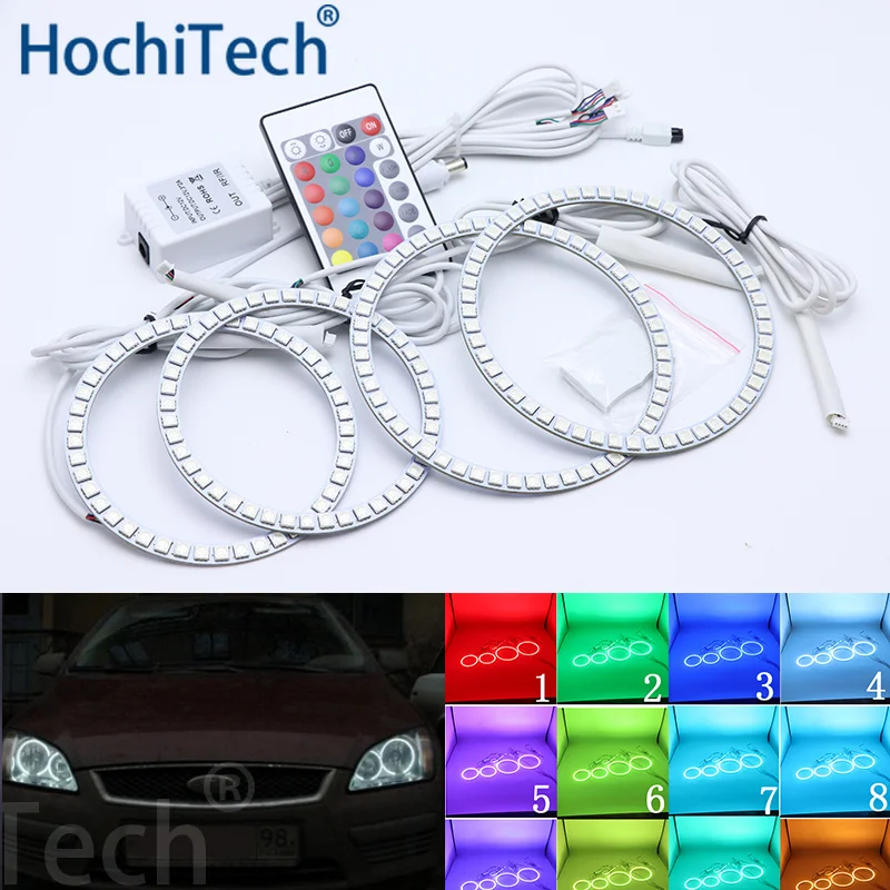 

For Ford Focus II Mk2 2004 2005 2006 2007 2008 Multi-color Led Angel Eyes Kit RGB Halo Rings Daytime Running Light DRL