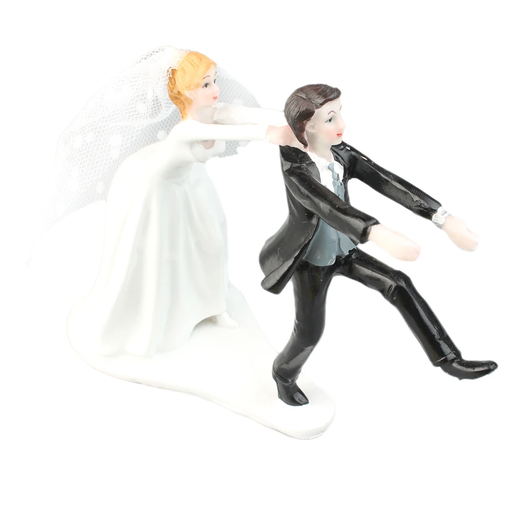 Naughty Reluctant Groom Bride Resin Figurine Wedding Cake Topper Wedding Decor