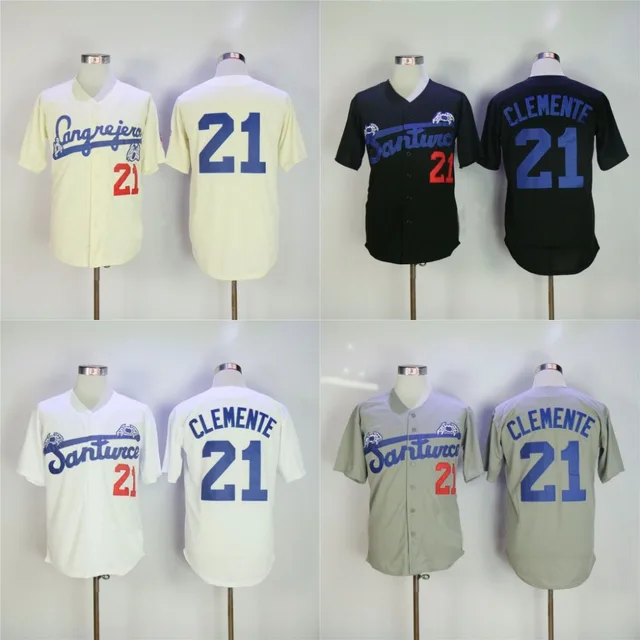 Roberto Clemente Jersey #21 Santurce Crabbers Puerto Rico In Baseball Jersey Baseballs Stitched Button Down Shirt Free Shipping