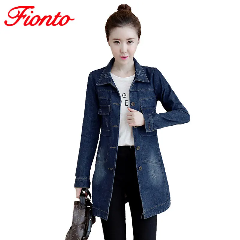 

2017 New Arrival Women Spring Autumn Jacket Vintage Denim Jeans Coat Slim Single-breasted Casual Female Jacket Overcoat A1075