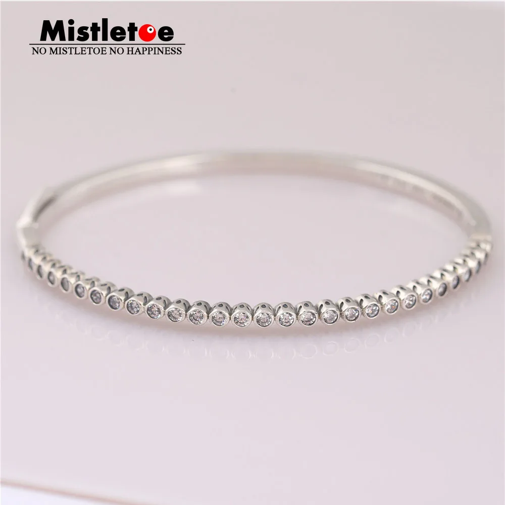 

Mistletoe Authentic 925 Sterling Silver Timeless Elegance Bangle, Clear CZ Bracelet Fit European Jewelry