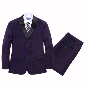 

Boy Stripes Blazers Suit Kids Suit for Wedding Party Coat+Blouse+Tie+Pants+Vest Children Costume Kids Formal Clothes Set 3-10T