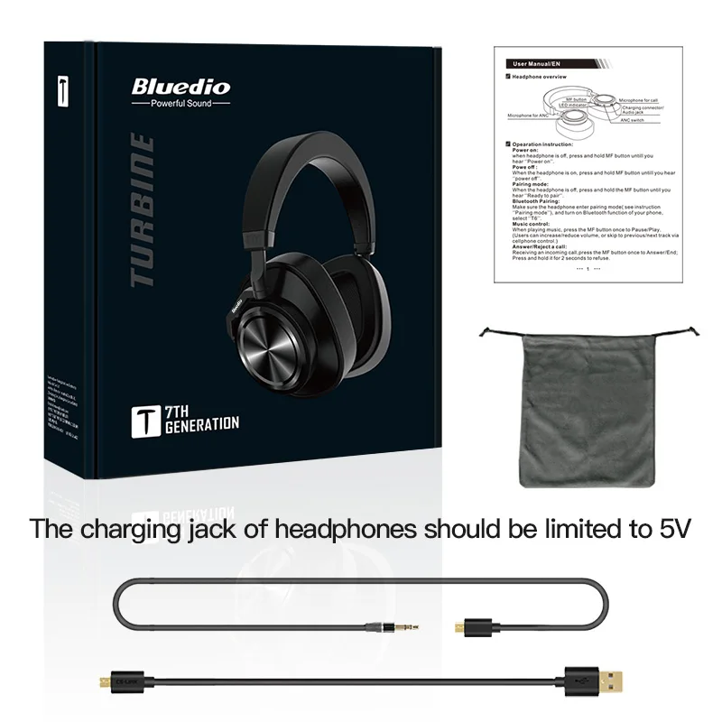 Bluedio T7 headphone bluetooth ANC headset tanpa wayar bluetooth 5.0 - Audio dan video mudah alih - Foto 6