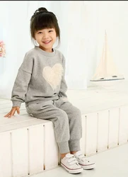 

Retail 2pcs love clothing kids girls clothes sets,baby girl long sleeve + pant set Children love sports kids clothing sets