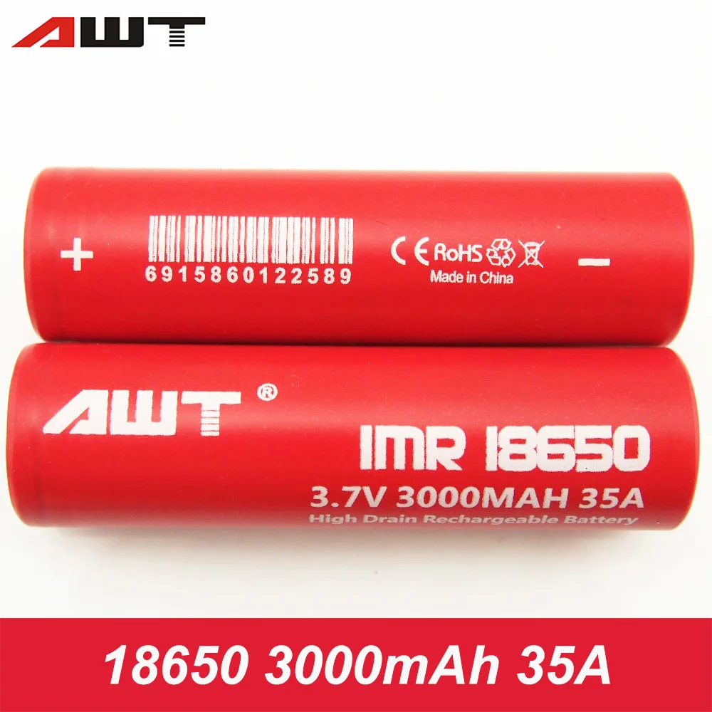 AWT 18650 Battery 35A 3 7V 3000mAh for Eleaf Invoke Tesla Punk Vaporesso Swag VOOPOO Drag