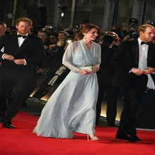 Kate Middleton элегантные шифоновые сексуальные платья знаменитостей v-образным вырезом с длинным рукавом бисером пояса вечернее платье