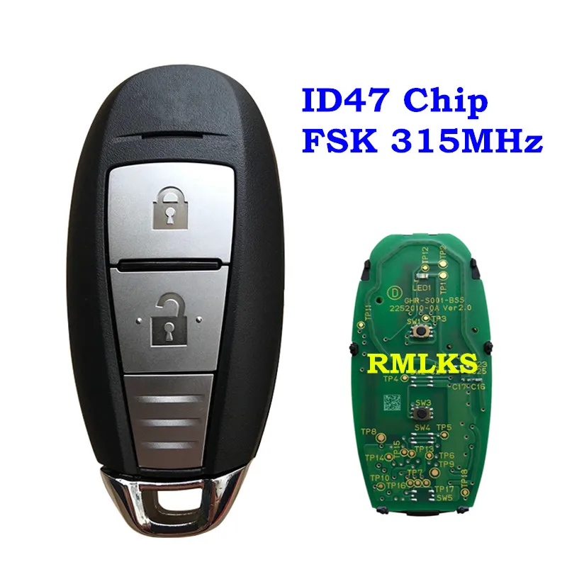 Дистанционный Автомобильный ключ смарт-карта брелок 315 МГц 433 МГц с ID47 чипом Uncut HU87R лезвие подходит для Suzuki Swift SX4 Vitara 2 кнопки