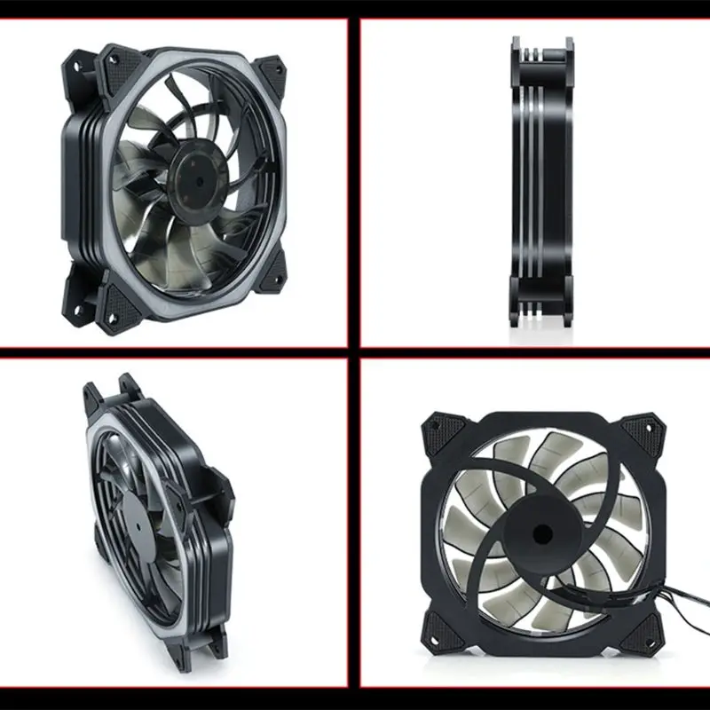 1PC 12cm Double Aperture Multi colored Silent LED Computer Case PC Cooling Fan 12V Cooling Fan 2