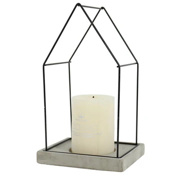 

3d Simple Modern Candle Holder Geometric House Wedding Centerpieces Candle Container Portavelas Metal Iron Lantern Big 20KO235
