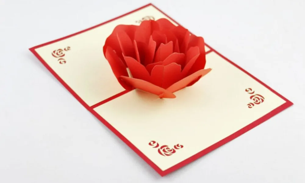 Carte D Anniversaire Rose Rouge 3d Pop Up Kirigami
