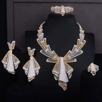 

GODKI 112mm Luxury Half Of Bowkot Women Wedding Cubic Zirconia 4pcs Necklace Earring Ring Bangle Dubai Jewelry Set Addiction