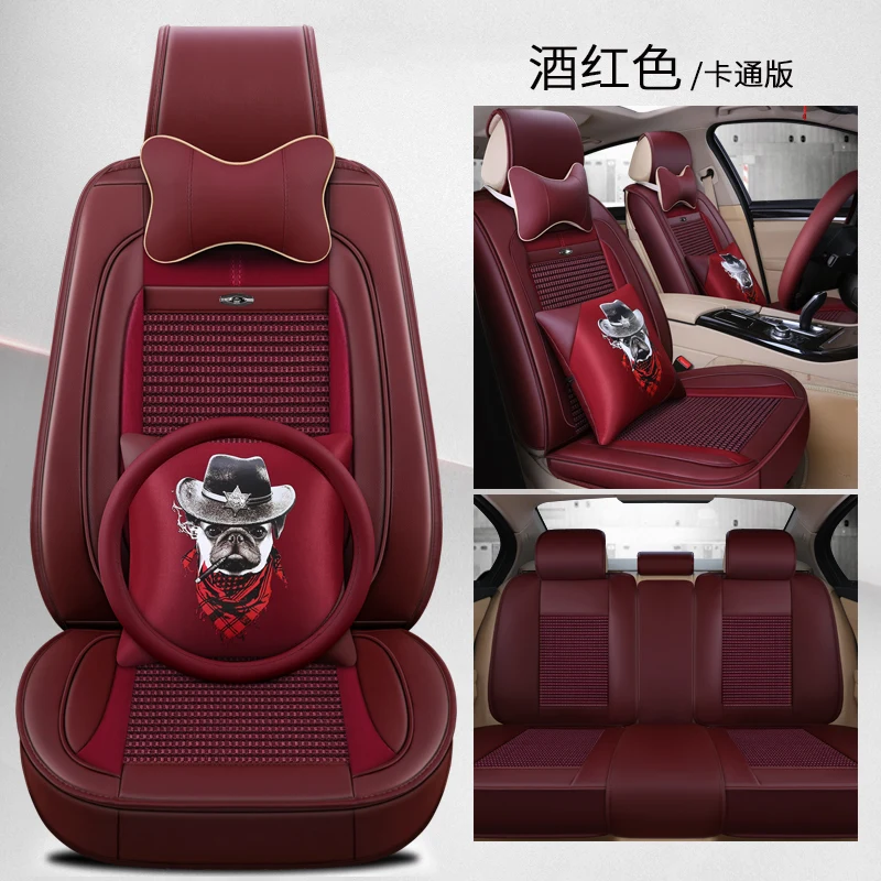 

KKYSYELVA Cartoon Comfortable Breathable Car Seat Cover Lovely Pink Auto Seat Cushion Set Interior Accessories