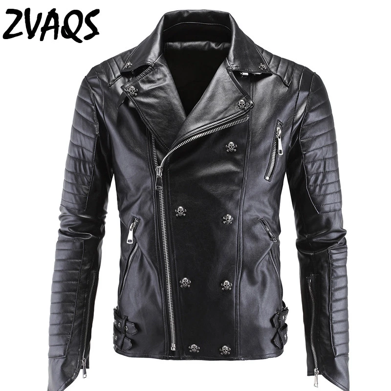 jaqueta de couro punk masculina