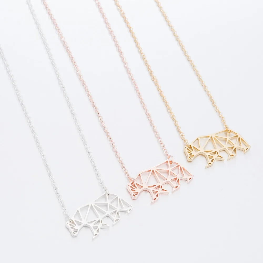 2-Daisies-Origami-Bear-Necklaces-Geometric-Mama-Bear-Gift-for-Mom-Polar-Bear-Hollow-Out-Animal-Necklace