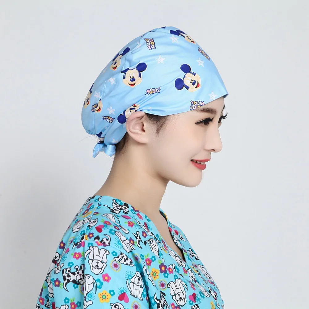 2019QHS лаборатория печатных больницы операции хирургические кепки унисекс медицинские шапочки для врач-медсестра 100% хлопок Регулируемый на