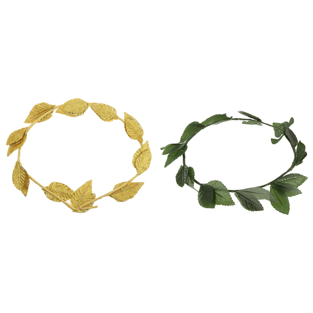 2pcs Green Gold Leaf Hairbands RomanGreek Goddess Caesar Laurel Wreath Leaves Headband Photo Prop Headband Headwear