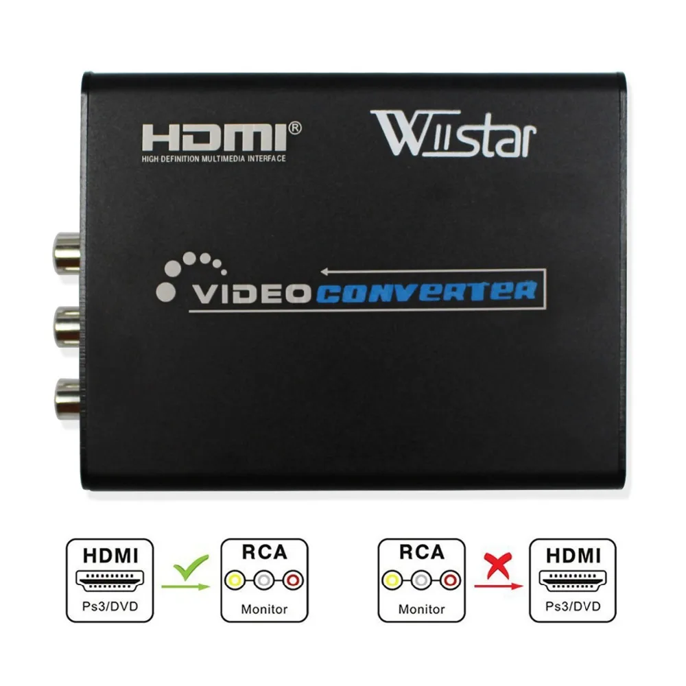  Wiistar HDMI to AV 3RCA Video Audio Converter HDMI to CVBS Composite S-video Adapter Support PAL/NT