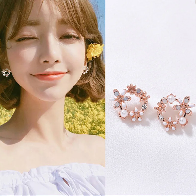 

Rhinestone Wreath Ear Stud Colorful Earrings Weeding Jewelry Women Gifts 4 Styles