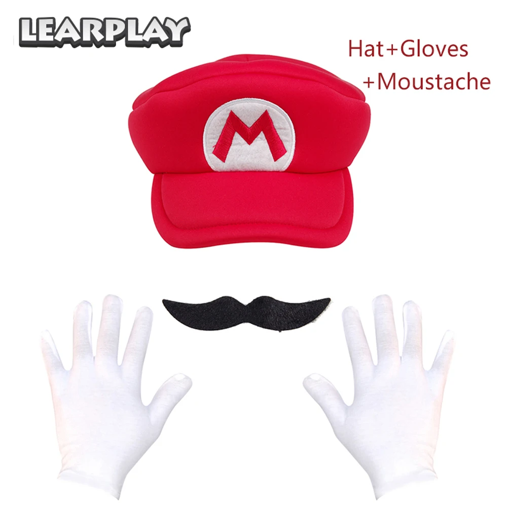 3 Piece Set Game Super Mario Cappy Hat Anime Bros Luigi Wario Cosplay Caps Moustache Gloves Adults Kids Christmas Party Props Boys Costume Accessories Aliexpress