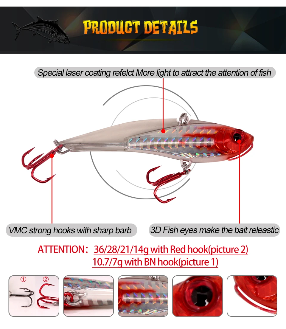 Kingdom fishing lure VIB Hook Fishing Sinking 1Pcs 7g 10.5g 14g 21g 28g 36g Wobbler Lures Pencil Baits model 3520 (5)