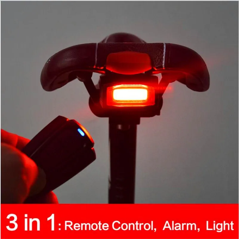 Top WEST BIKING Waterproof Anti-theft Alarm Bike Light Saddle Taillight Warning Flashlight Cycling Rear Lamp Antitheft Bicycle Light 21