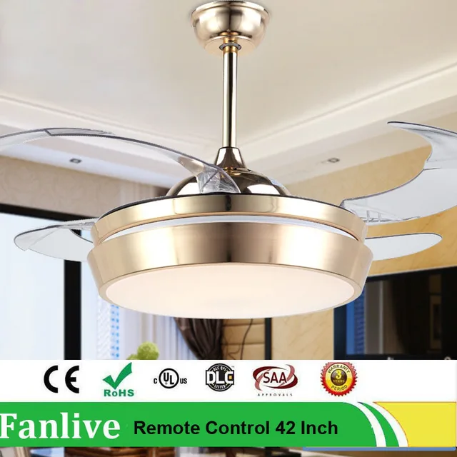 Fanlive Golden Change Light Invisible Fans Lamp Household Mute Fanlive Golden Change Light Invisible Fans Lamp Household Mute Aluminum Led Modern Ceiling Fan Remote Control