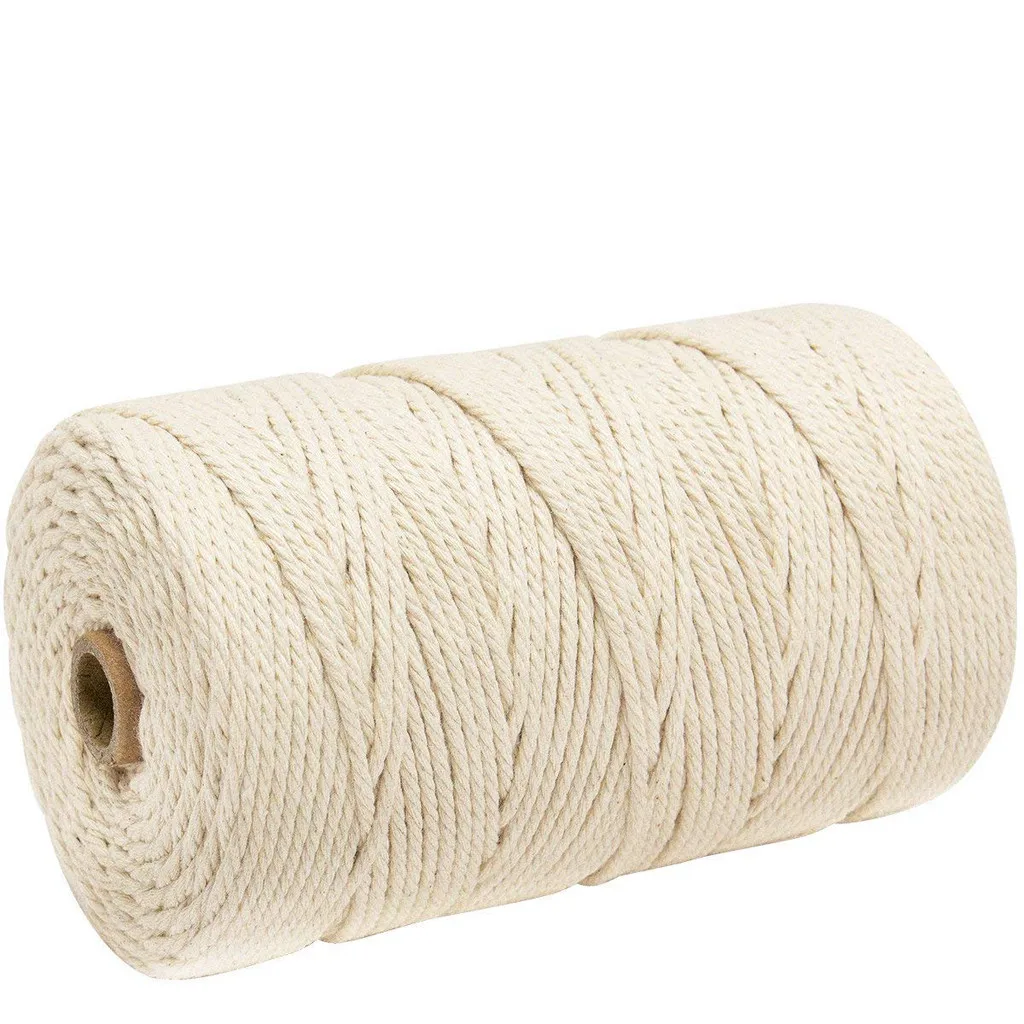 Прочный 3 мм х 200 м белый хлопковый шнур натуральный бежевый витой шнур веревка для рукоделия макраме ручной работы домашний декор поставка#10