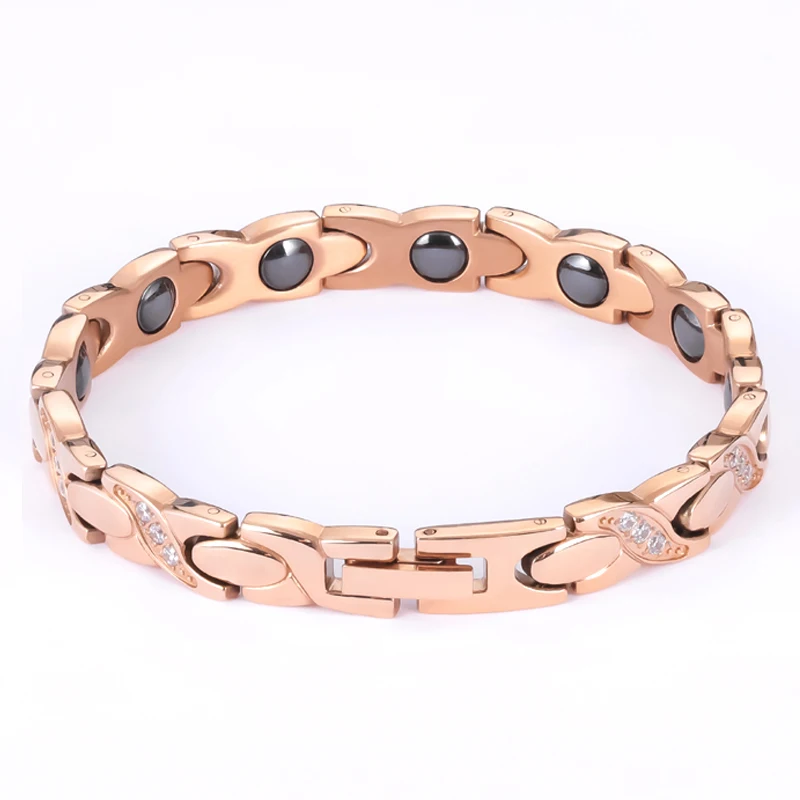 Classic female girls lady Charm Bangles Bridal Wedding Jewelry cubic zirconia rose gold color magnetic bracelets for women (2)