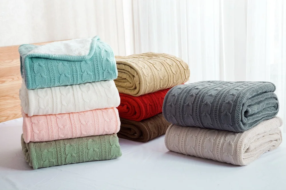 Европейский стиль, мягкое трикотажное одеяло из пряжи, плотное, портативное, двустороннее, диван-кровать, плоское кресло, покрывало, имитированное шерстяное одеяло
