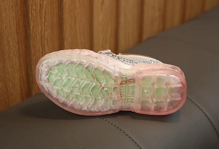 Толстые прозрачные детские кроссовки дышащие сетчатые летние спортивные для девочек красивые Стразы новые детские туфли для девочек C03221