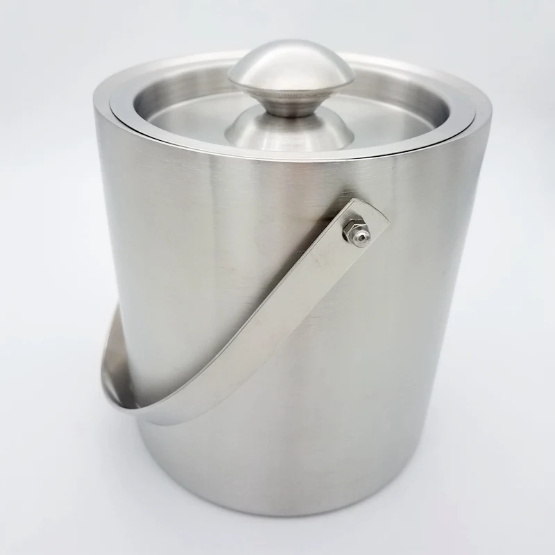 304 Stainless Steel Double Wall Ice Bucket with lidin Ice Buckets