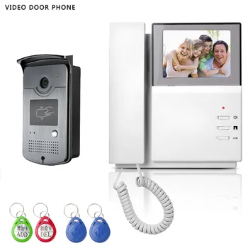 

Big video intercom system 4.3''tft lcd handset screen monitor wire video doorphone for villa night vision camera metal RFID card