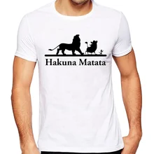 Men’s 2016 Fashion Cartoon Hakuna Matata Design T Shirt High Quality Cool Tops Hipster Summer Tees