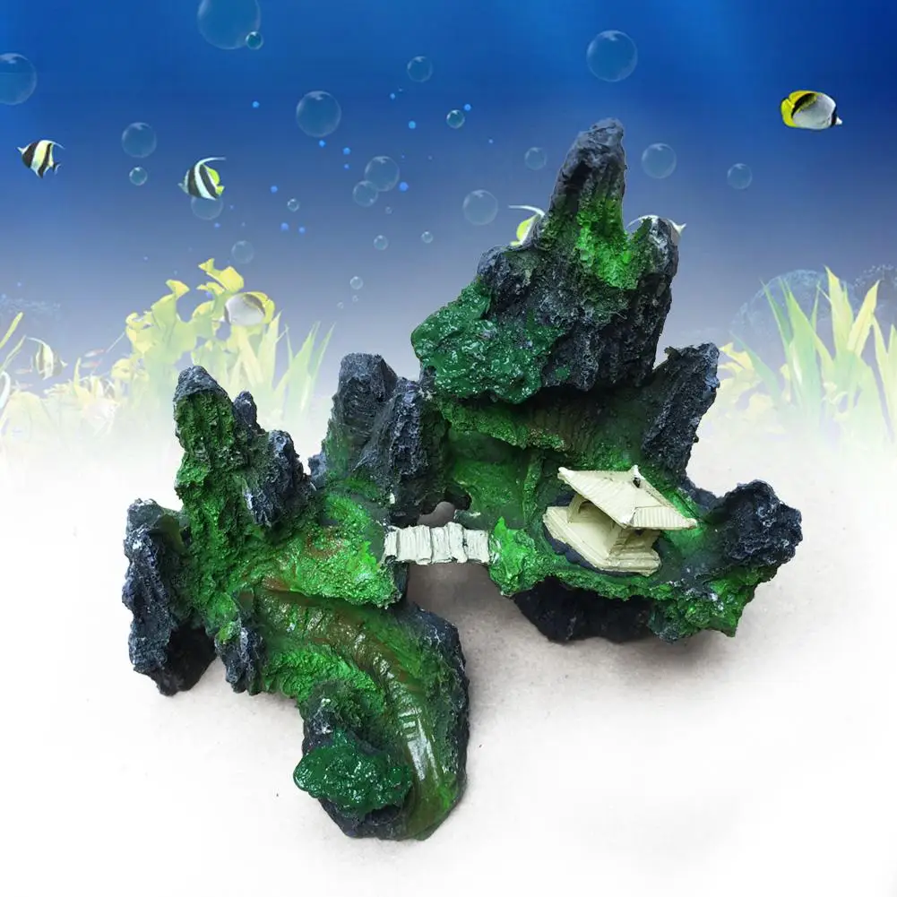 2017 Mountain View Aquarium Ornament Tree Rock Cave Stone Fish Tank