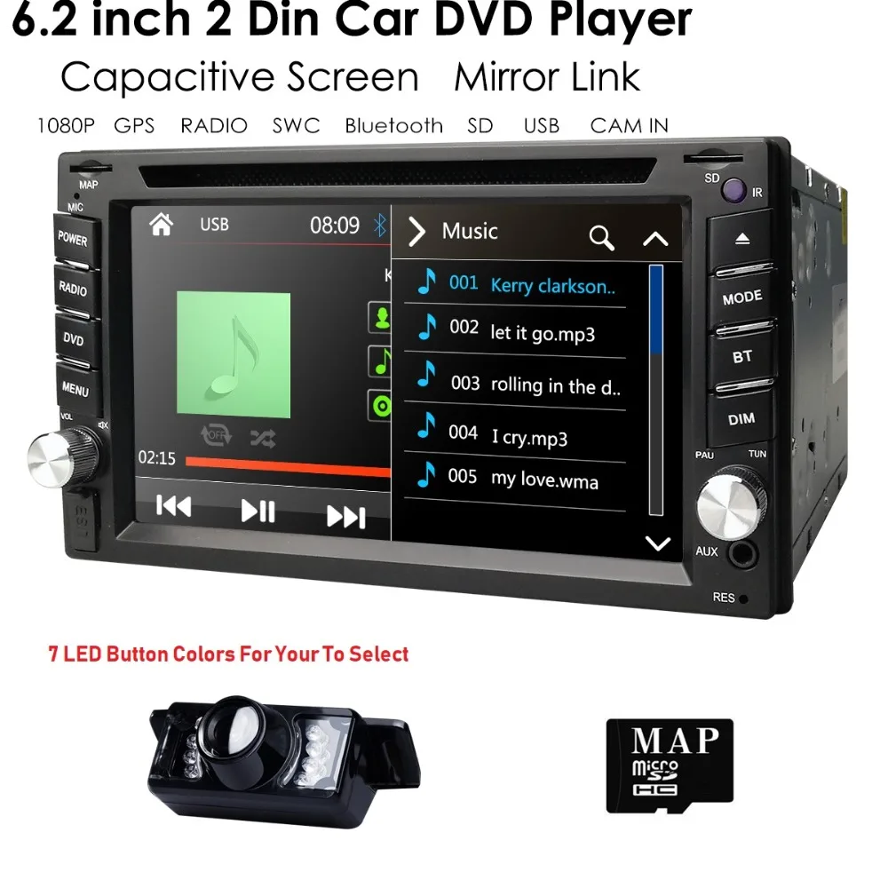 

New universal Car Radio Car DVD Player Double 2 din GPS Navigation In dash Car PC Stereo video Touch Screen BT Mirror link