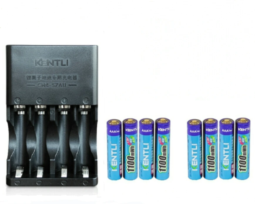 

8pcs KENTLI 1.5v AAA PH7 1100mWh Rechargeable Li-ion Li-polymer Lithium battery + 4 ports aa aaa SMART charger