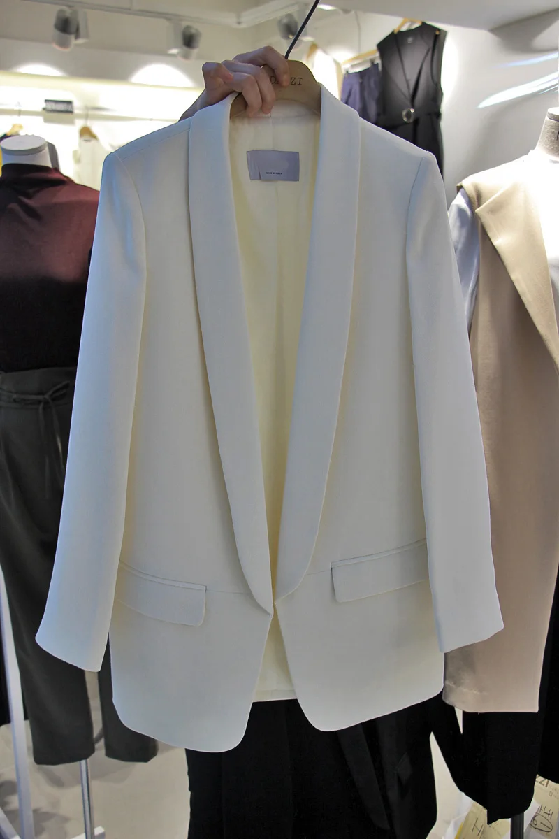 Женский блейзер, повседневный белый костюм с длинными рукавами, Корейская Профессиональная женская куртка, 2019 Новая Осенняя блузка