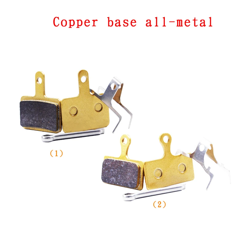 Gold Full Metal Disc Brake Pads Brake Skin Copper Base Copper Base Blocks MTB Bicycle Bike Parts 4 Pairs