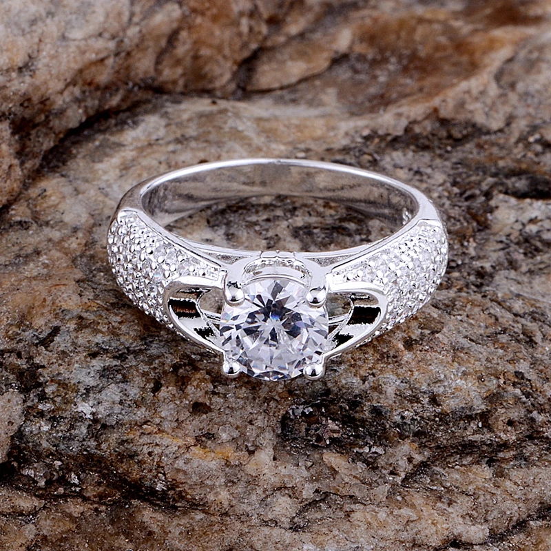 Wholesale silver plated ring, silver fashion jewelry, rounded inlaid