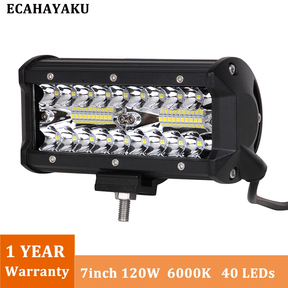 

ECAHAYAKU 7inch 120w LED work light bar combo beam car Driving lights for Off Road truck 4WD SUV4x4 UAZ motorcycle ramp 12V 24V