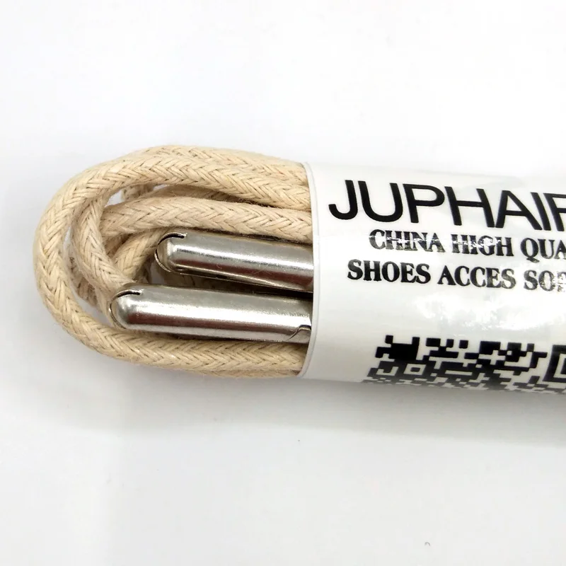 1-12 Pair Beeige High Quality Unise Laces Waxed Round Shoelaces Sneaker Solid Polyester Twisted Boots Shoes Metal Head Shoelaces