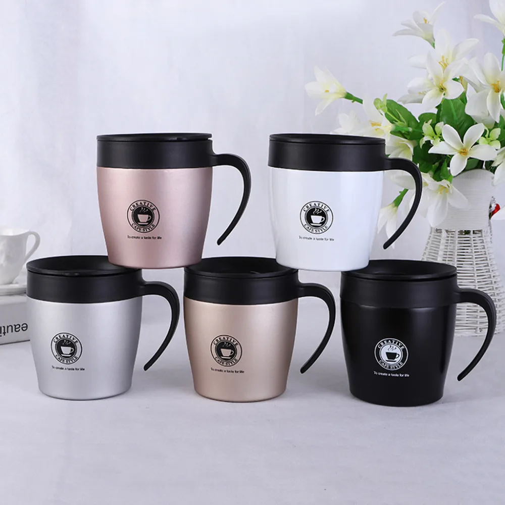 

New 350ML 304 Stainless Steel Thermos Mugs Office Cup With Handle With Lid Insulated Tea mug Thermos Cup Office Thermoses LS*D