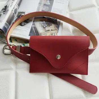 

New women waist bag multifunction women bag fashion phone waist bags small belt handbag(Red)