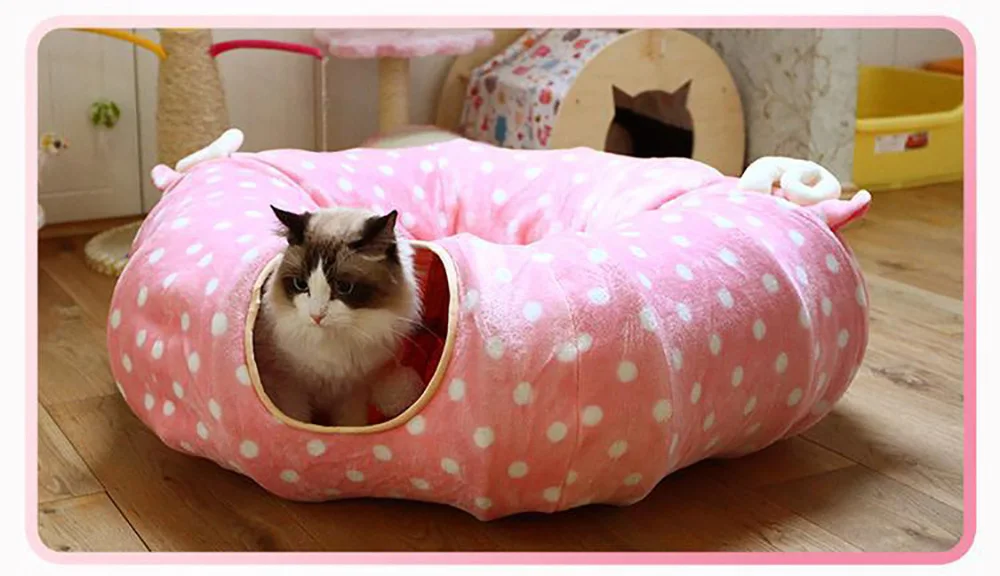 Складной туннель для домашних животных, Забавный коврик для кошек, игровой коврик, шарики, игрушки для кошек, рождественский подарок для котенка, хомяка, щенка, игрушки и кровати, 2 в 1