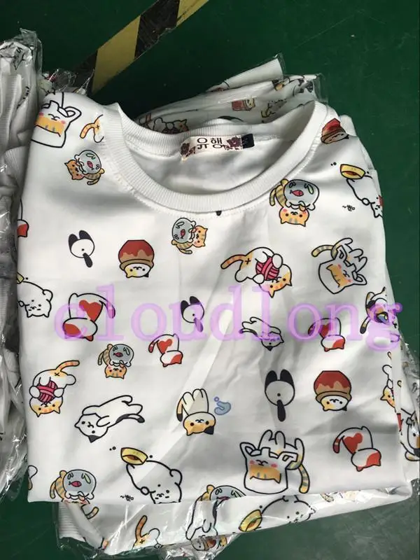 Neko Atsume Cute Cat Пуловер Harajuku Женский Топы Tee